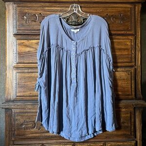 Oli & Hali Slate Blue Oversized Tunic with Button Detail